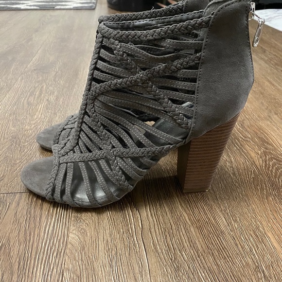 G by Guess Shoes - G by Guess Gray suede open toed booties size 9